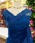 Royal Blue Net Fancy Saree with Thread & Stone Work | Stone Threadwork Blouse
