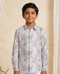 Boys Chevron Arrow Print Full Sleeve Shirt – Grey