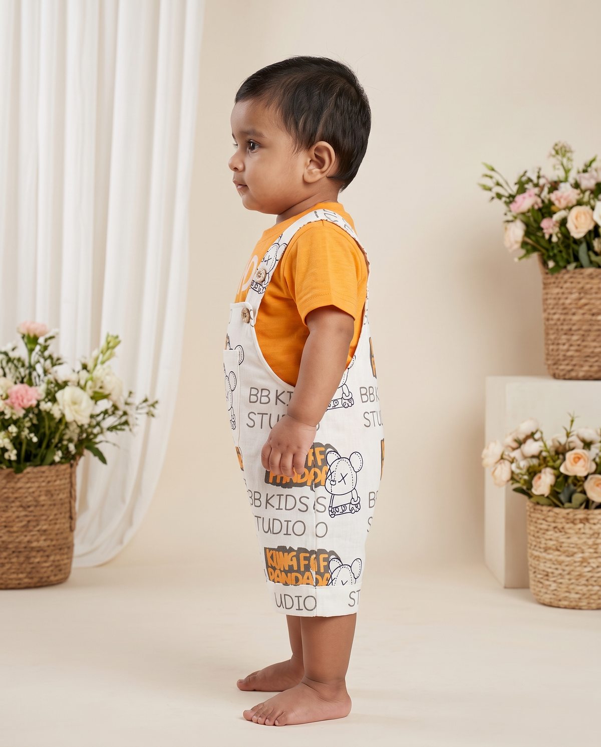Kung Fu Panda Graphic Dungaree Set for Boys | BB Kids Studio