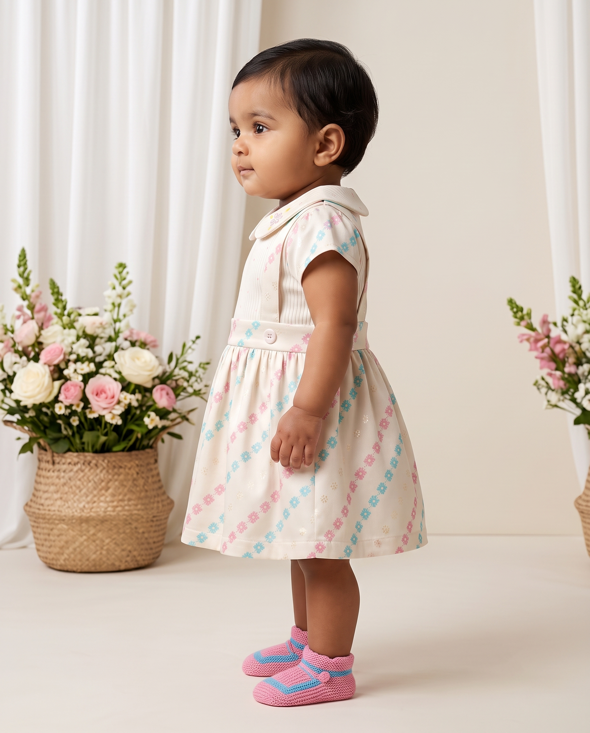 Ivory Pastel Floral Dress – Baby Girls
