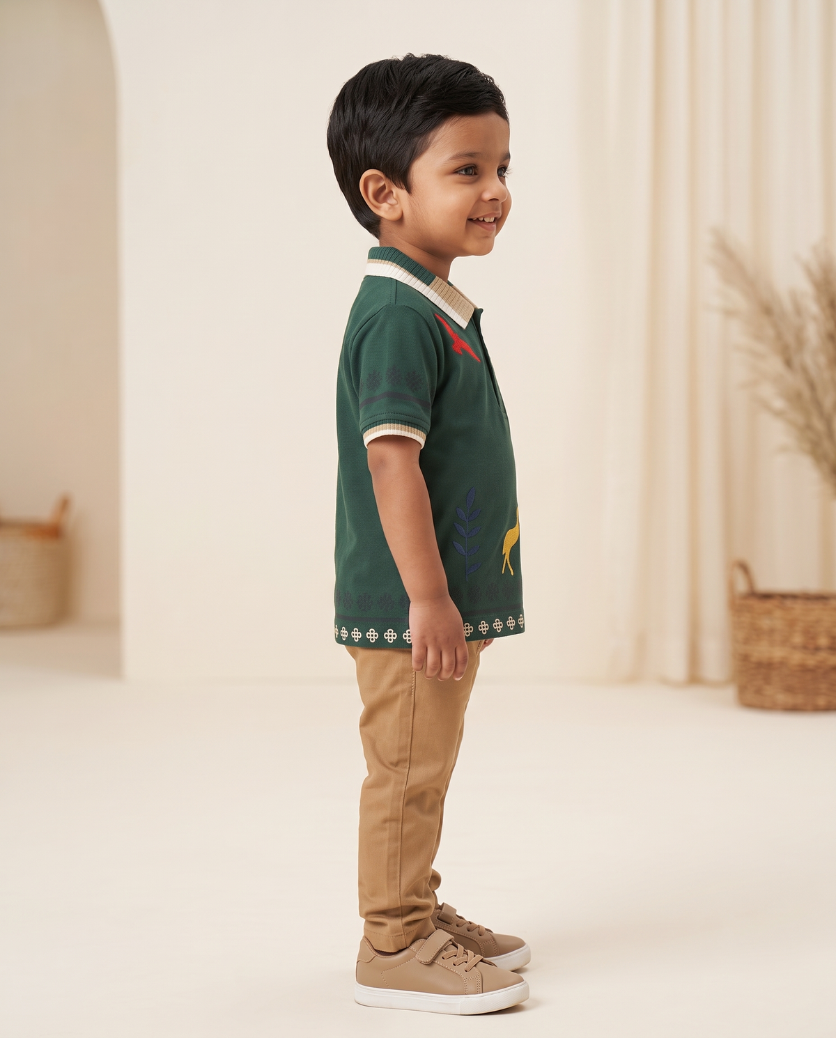 Boys Embroidered Polo T-Shirt – Forest Green