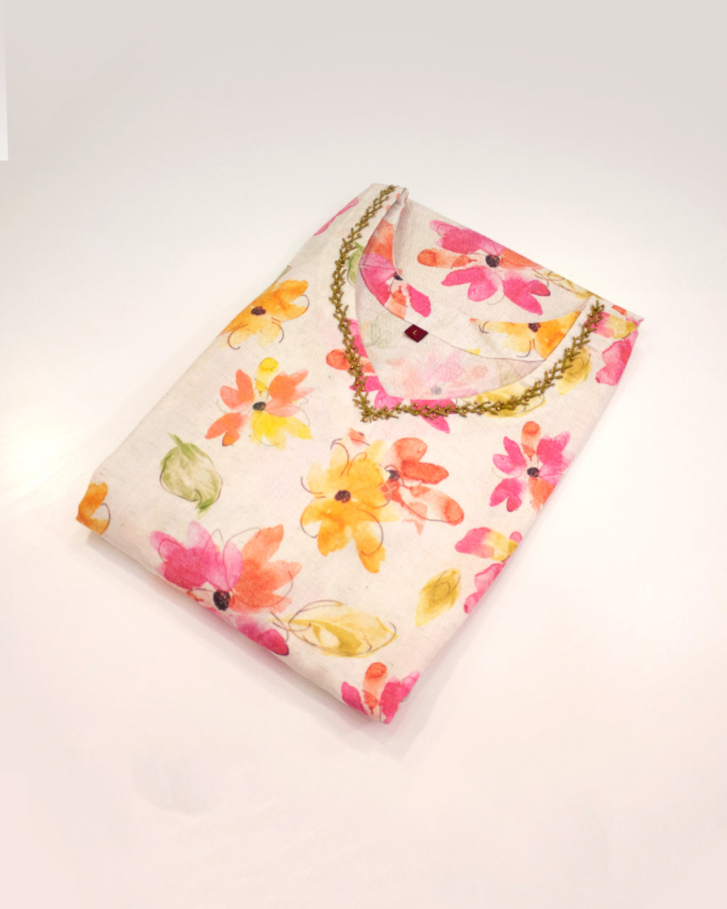 Women's White Multicolour Floral Print Khadi Cotton Kurta Set with Dupatta