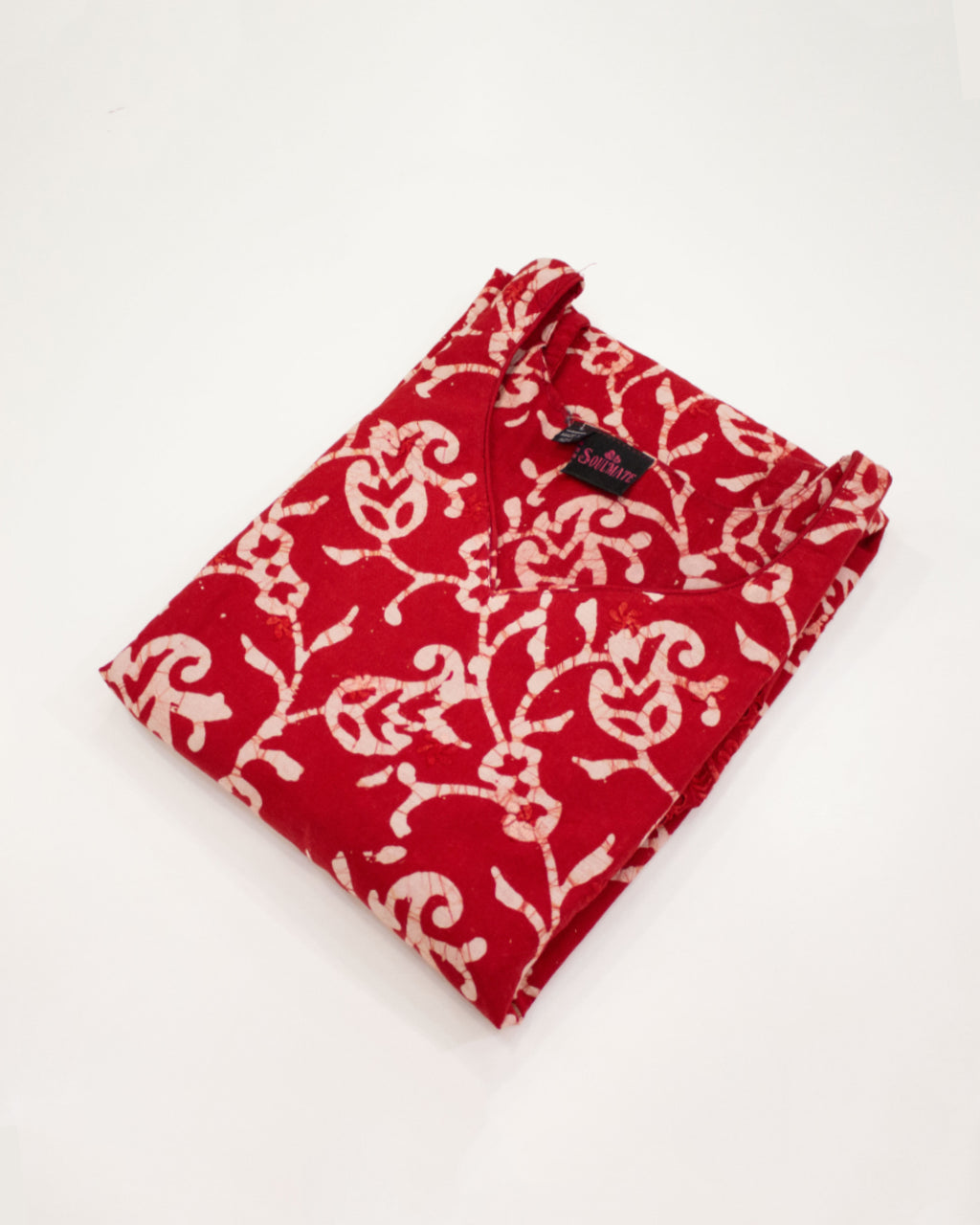 Women's Deep Red Bandhini Print Cotton Kurta Set with Dupatta