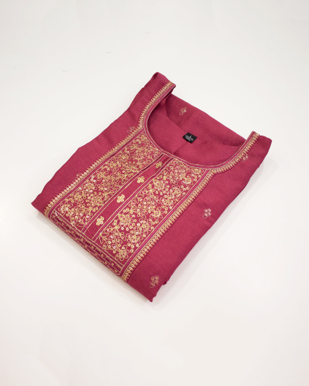 Women's Rose Pink Embroidered Kurta Set with Contrast Shawl