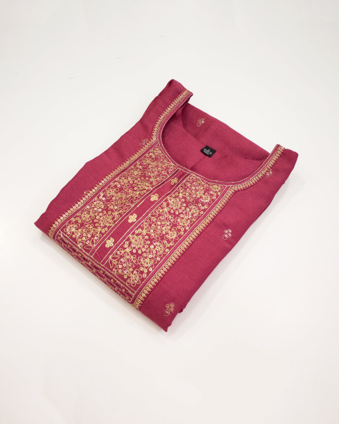 Women's Rose Pink Embroidered Kurta Set with Contrast Shawl
