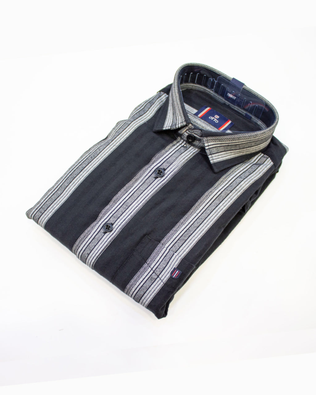 Men's Navy Striped Full-Sleeve Formal Shirt