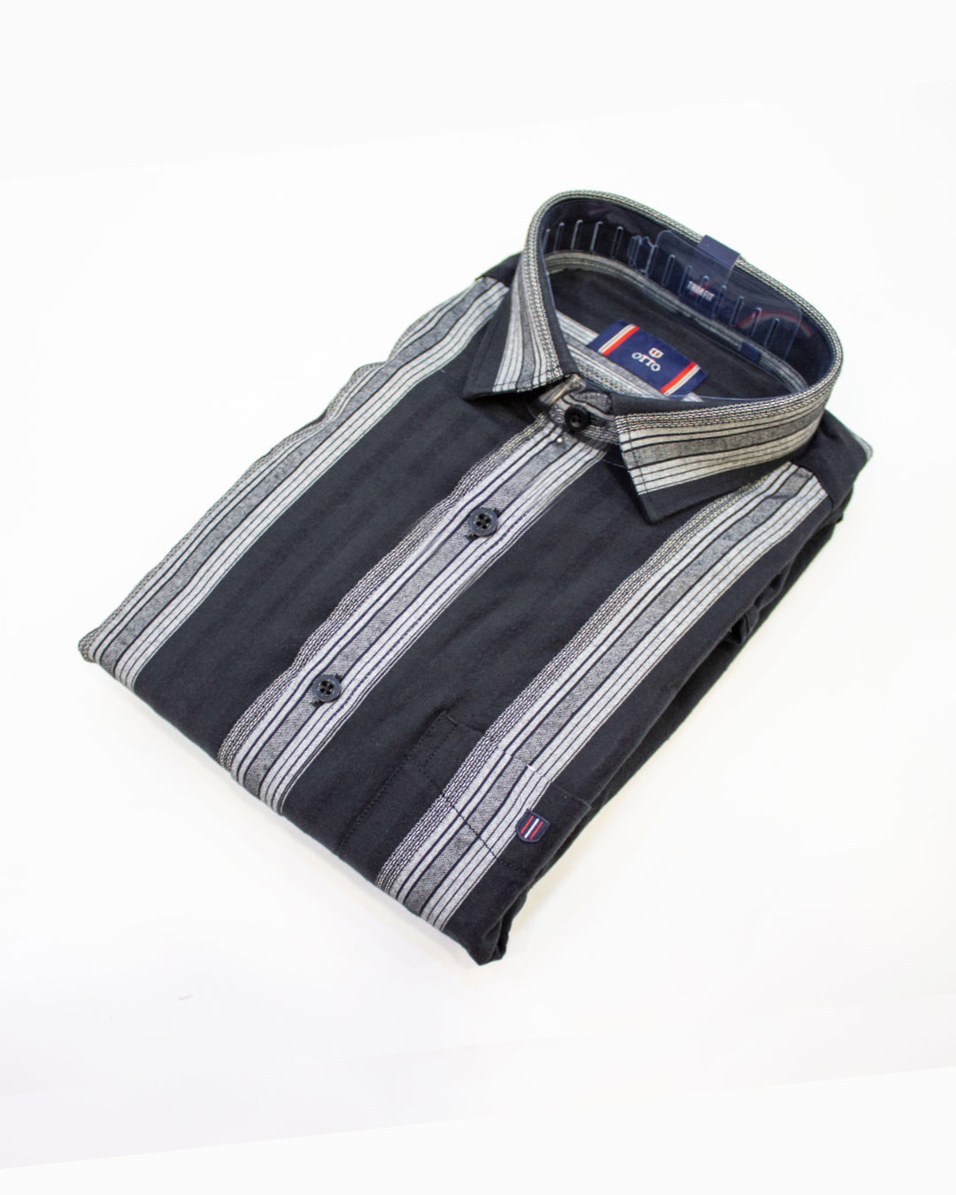 Men's Navy Striped Full-Sleeve Formal Shirt