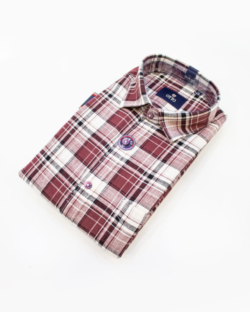 Men's Burgundy Tartan Check Full-Sleeve Shirt