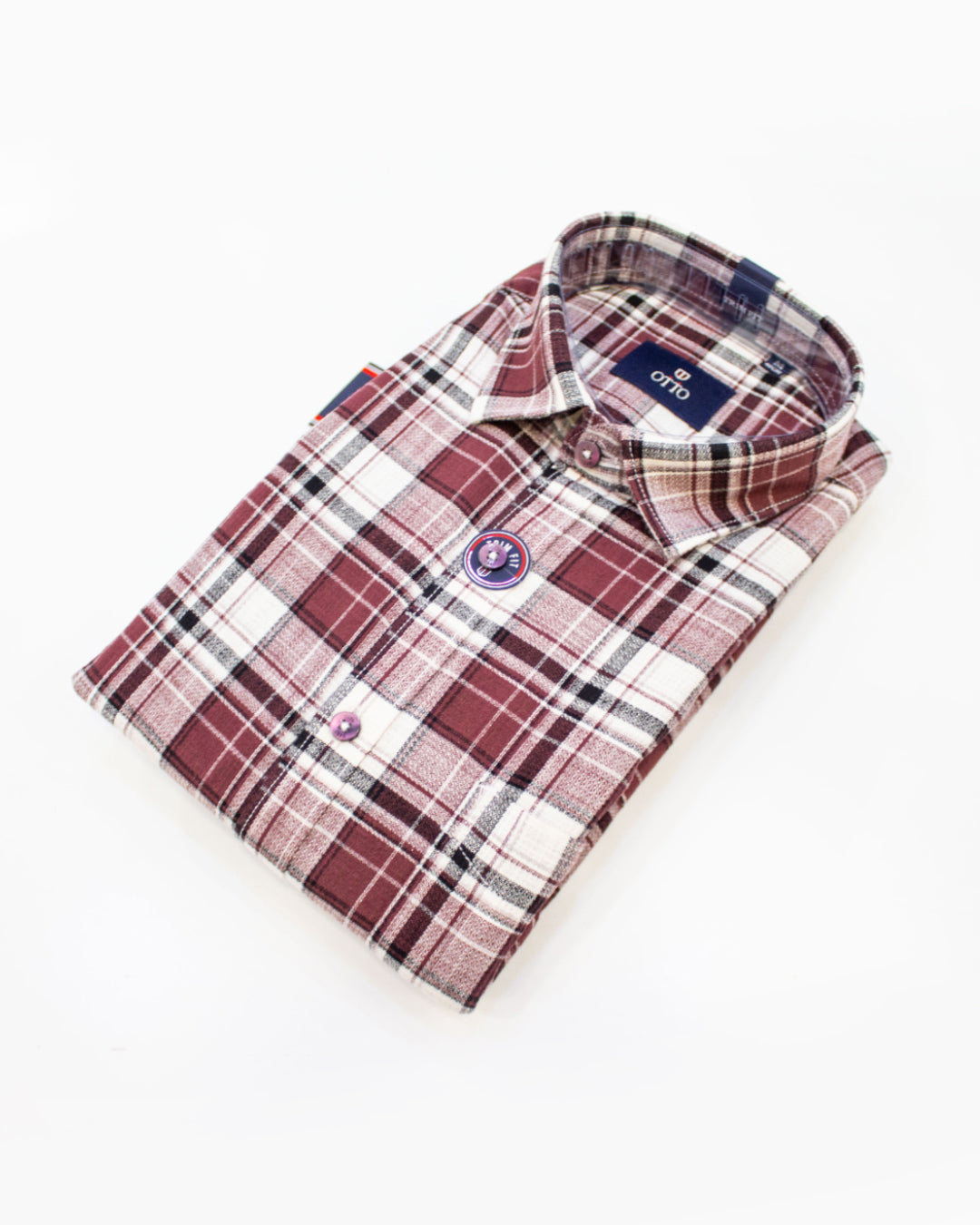 Men's Burgundy Tartan Check Full-Sleeve Shirt