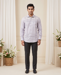 Men's Grey Embroidered Pintuck Formal Shirt
