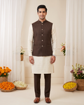 Men's Nehru Jacket (Modi Coat) – Dark Brown Pinstripe