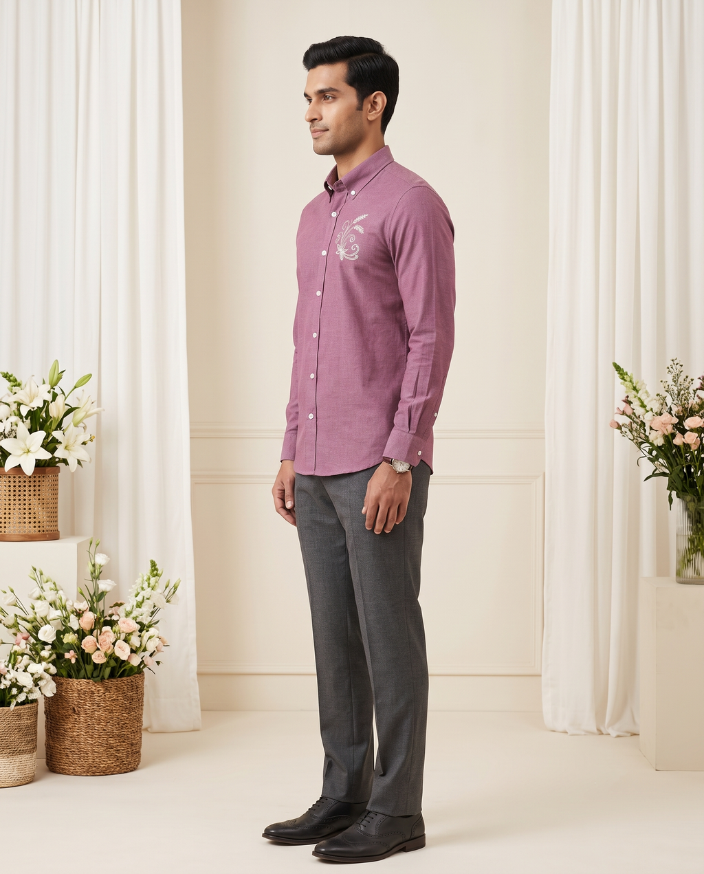 Semi Casual Full Sleeve Linen Blend Shirt