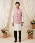 Nehru Jacket (Modi Coat) – Peach color Textured Weave