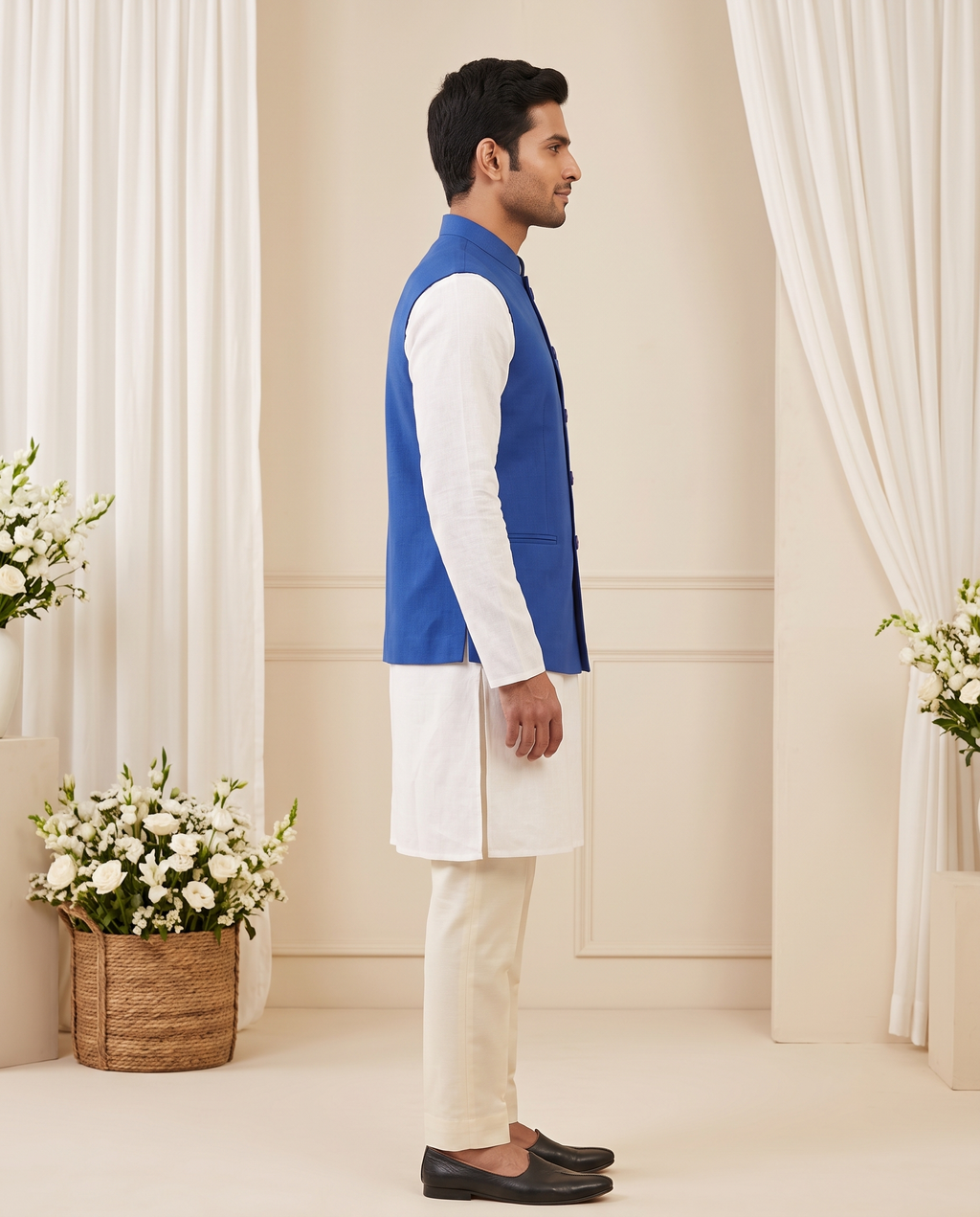 Men's Royal Blue Nehru Jacket (Modi Coat)
