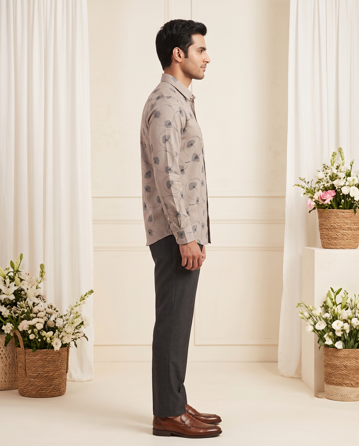 Men's Floral Circle Print Full-Sleeve Shirt