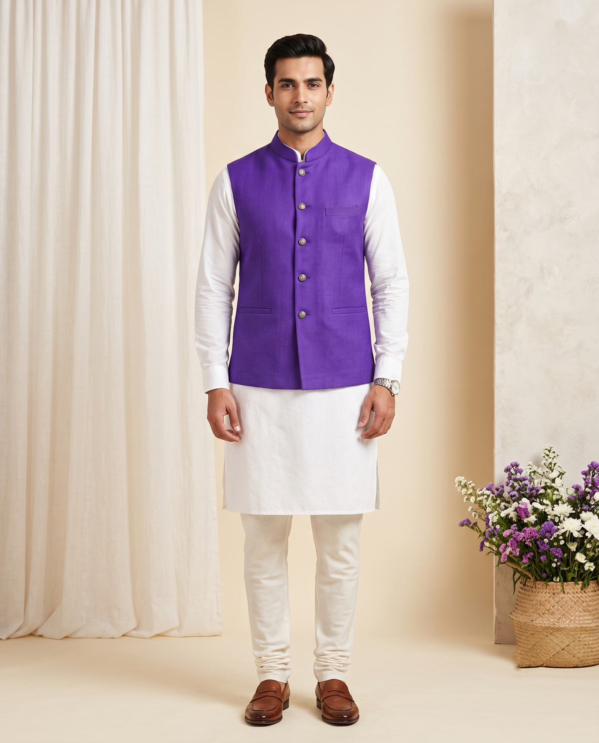 Men's Purple Nehru Jacket (Modi Coat)