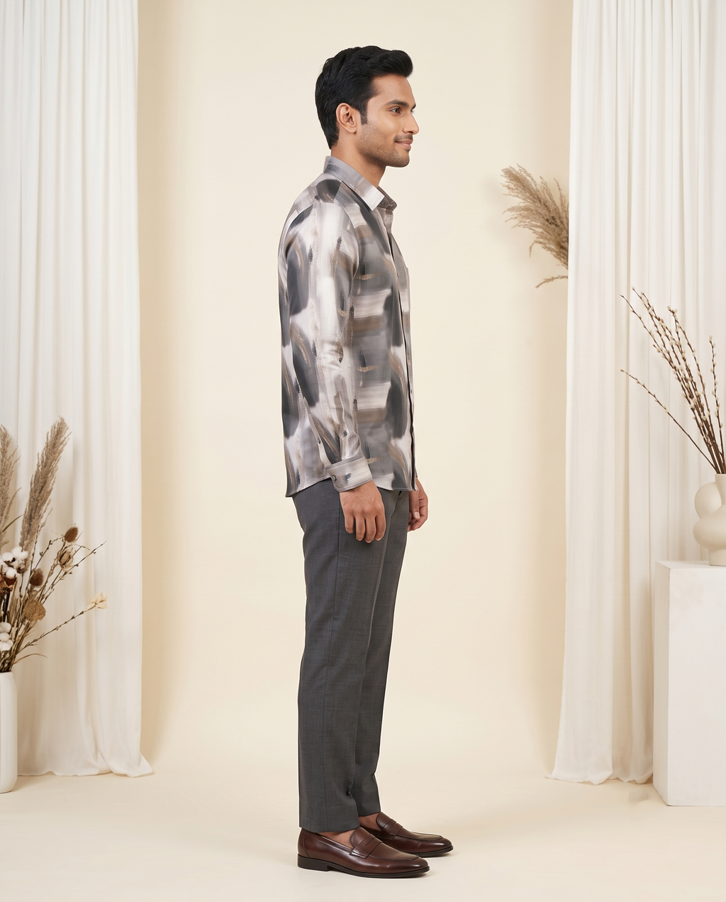 Men's Abstract Brushstroke Printed Full-Sleeve Shirt