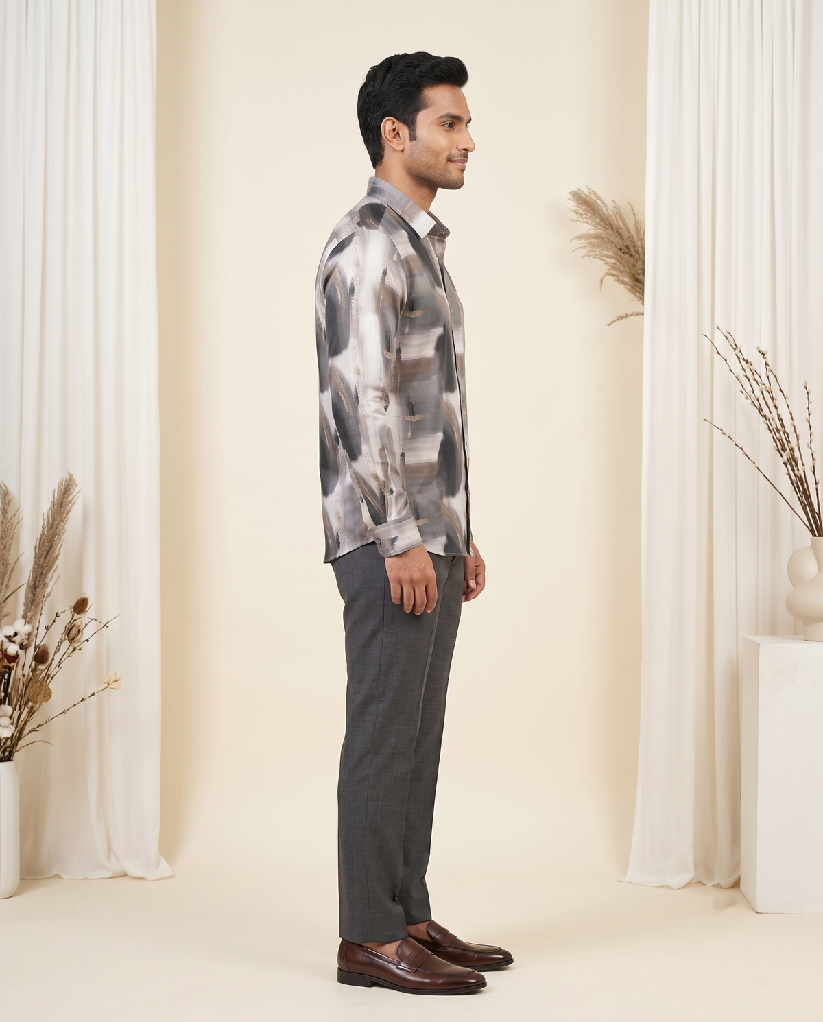 Men's Abstract Brushstroke Printed Full-Sleeve Shirt