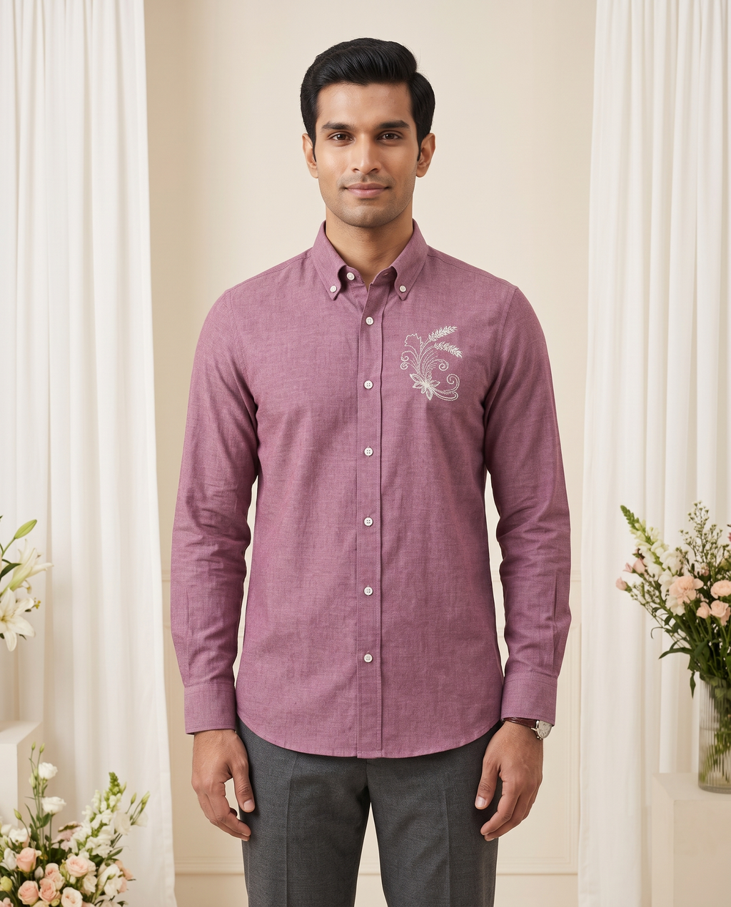 Semi Casual Full Sleeve Linen Blend Shirt