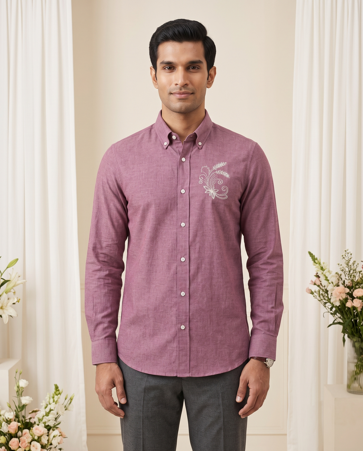 Semi Casual Full Sleeve Linen Blend Shirt