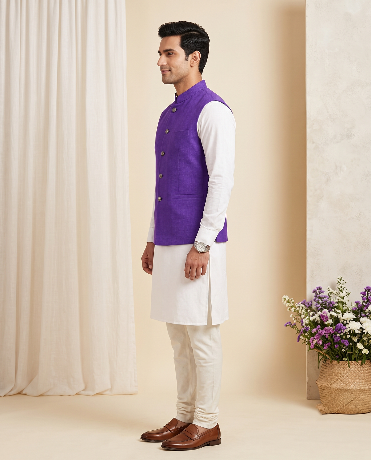 Men's Purple Nehru Jacket (Modi Coat)