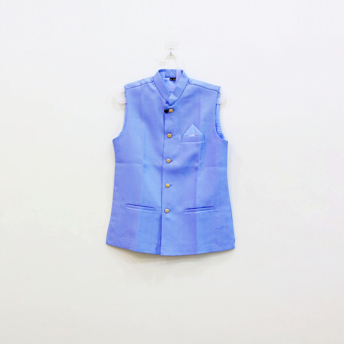 Men's Sky Blue Sleeveless Nehru Jacket (Modi Coat)