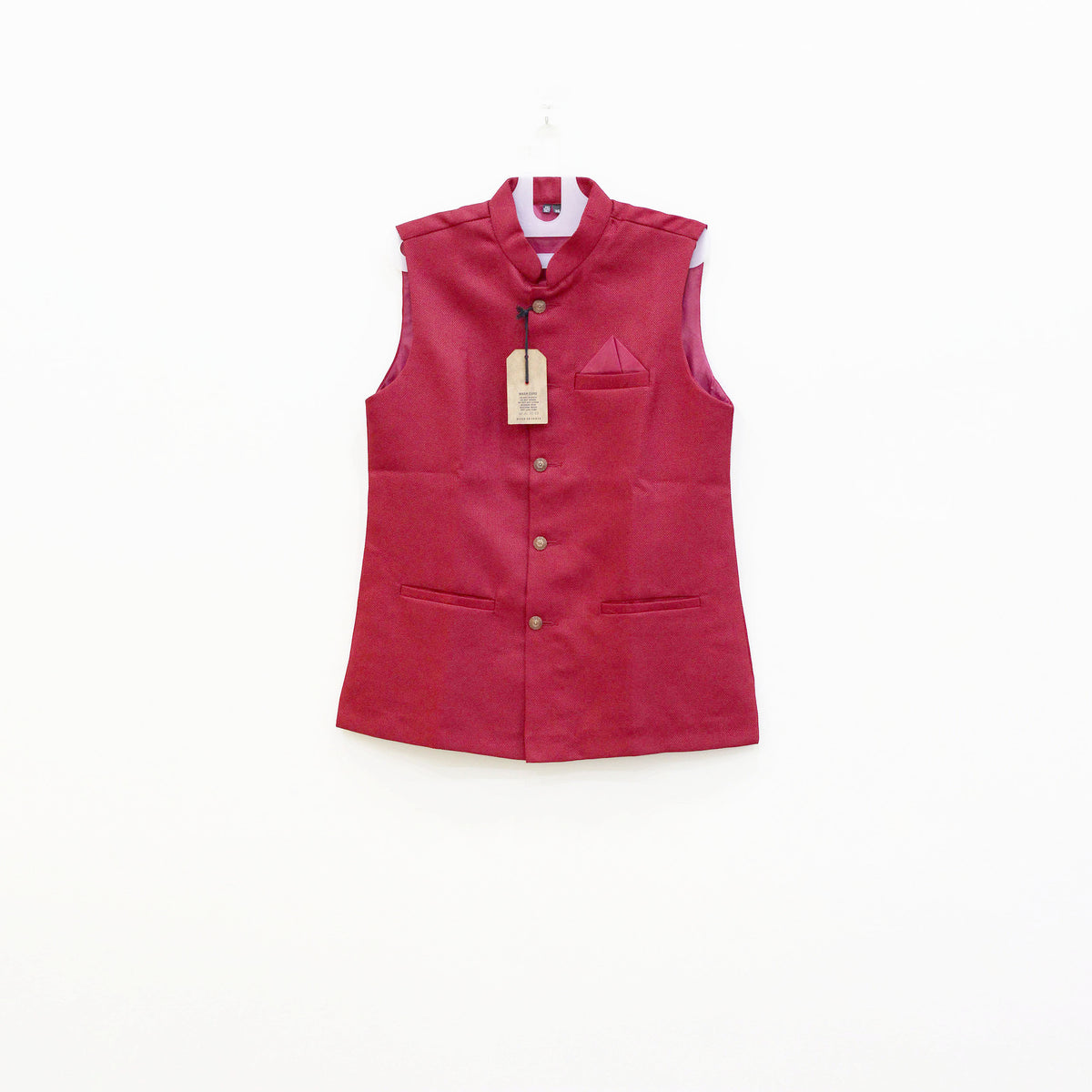 Men's Crimson Silk Blend Nehru Jacket | Modi Coat for Men