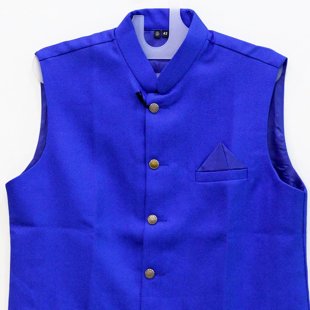 Men's Royal Blue Nehru Jacket (Modi Coat)
