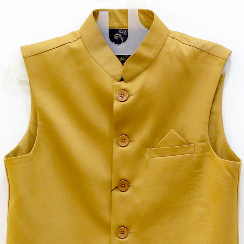Mustard Sleeveless Nehru Jacket (Modi Coat)