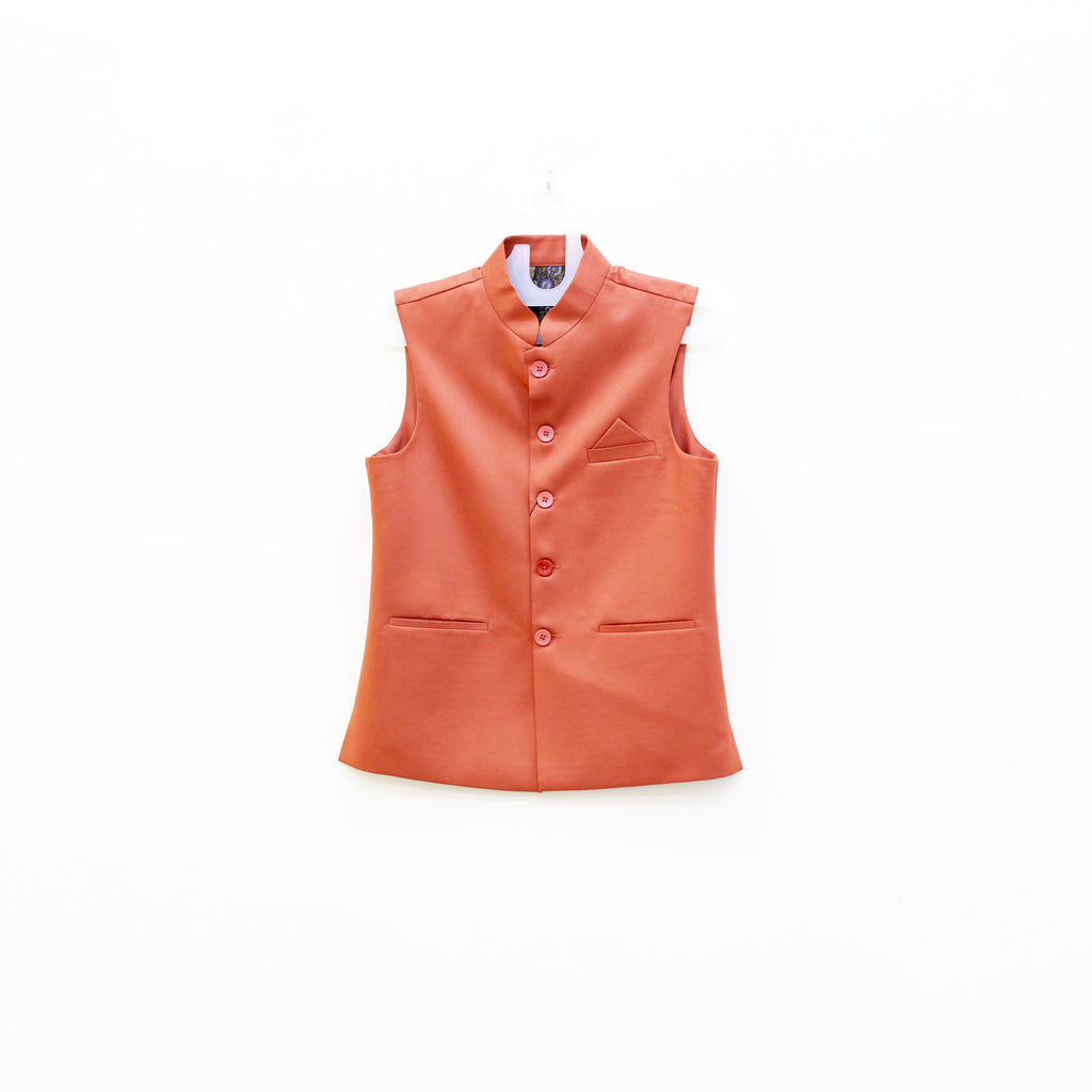 Men's Terracotta Nehru Jacket (Modi Coat) – Sleeveless Bandhgala for Men
