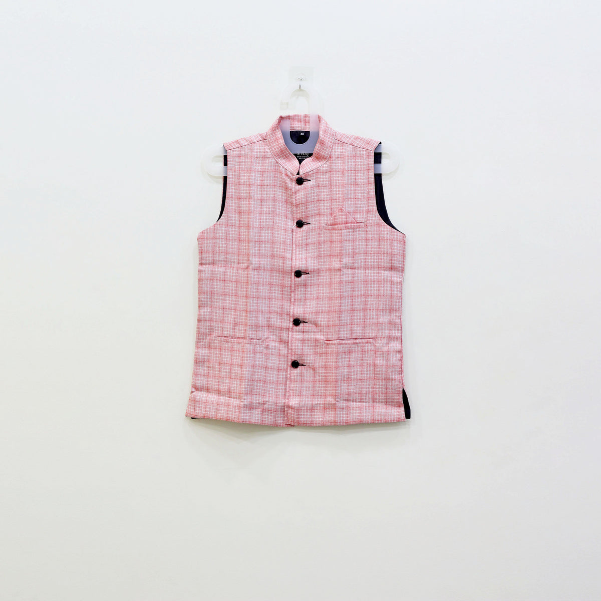 Men's Pink Textured Nehru Jacket (Modi Coat)
