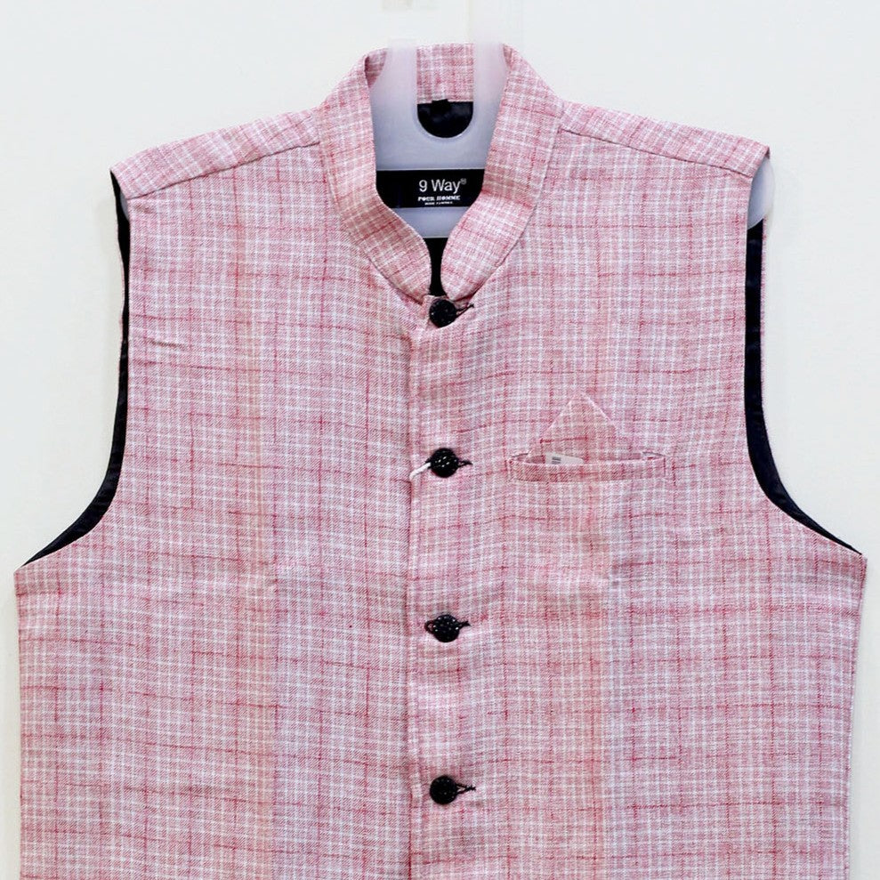 Nehru Jacket (Modi Coat) – Peach color Textured Weave