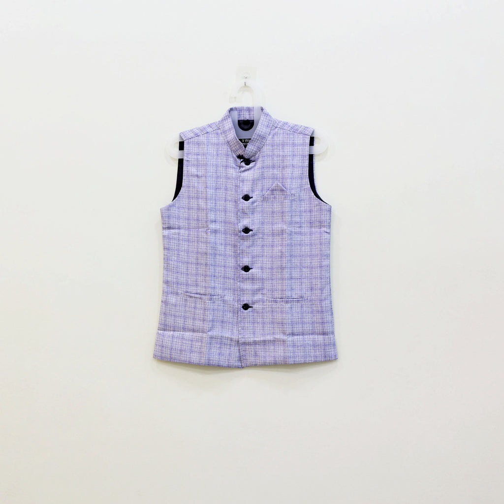 Men's Nehru Jacket (Modi Coat) – Lavender Blue Linen Blend