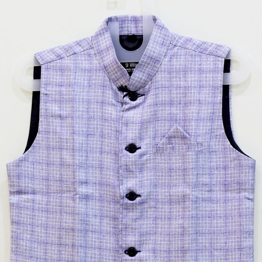 Men's Nehru Jacket (Modi Coat) – Lavender Blue Linen Blend