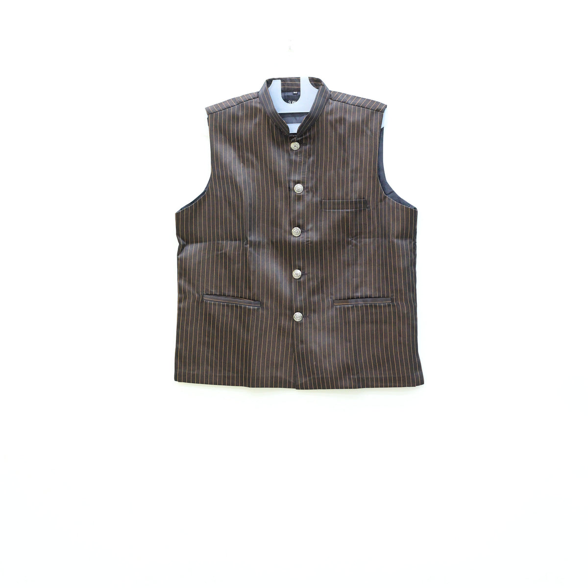Men's Nehru Jacket (Modi Coat) – Dark Brown Pinstripe