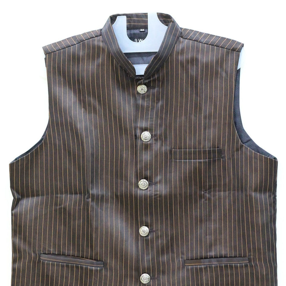 Men's Nehru Jacket (Modi Coat) – Dark Brown Pinstripe
