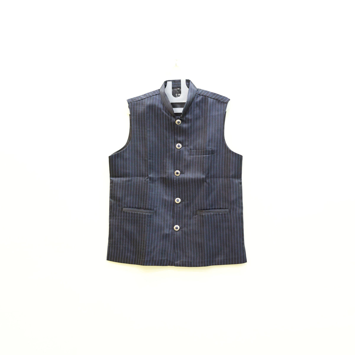Men's Navy Blue Pinstripe Nehru Jacket (Modi Coat)