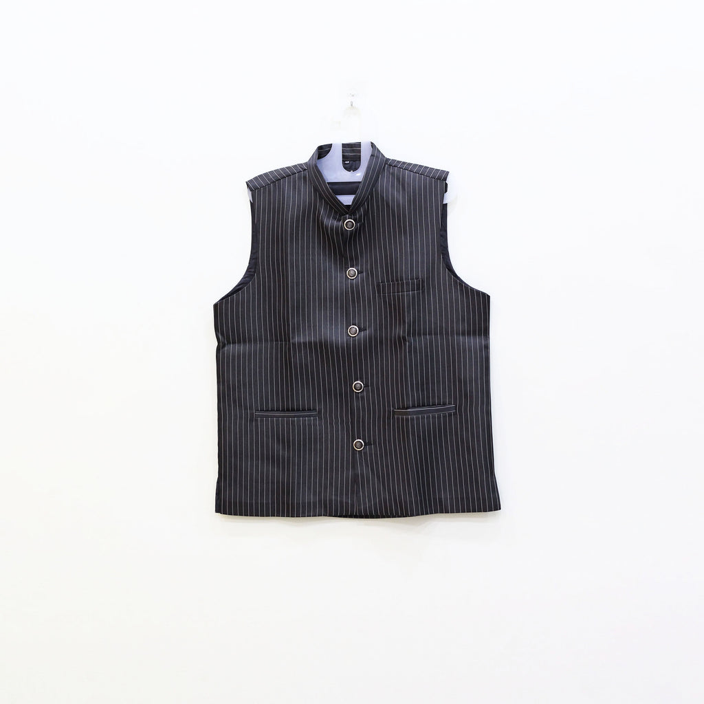 Men's Pinstripe Nehru Jacket (Modi Coat) – Charcoal