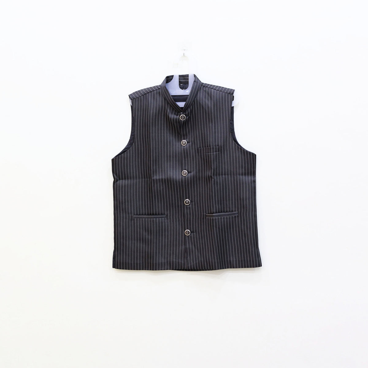 Men's Pinstripe Nehru Jacket (Modi Coat) – Charcoal