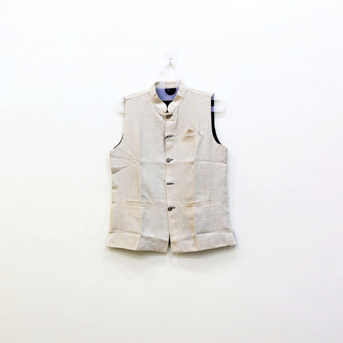 Men's Cream Textured Nehru Jacket | Men's Ethnic Modi Coat