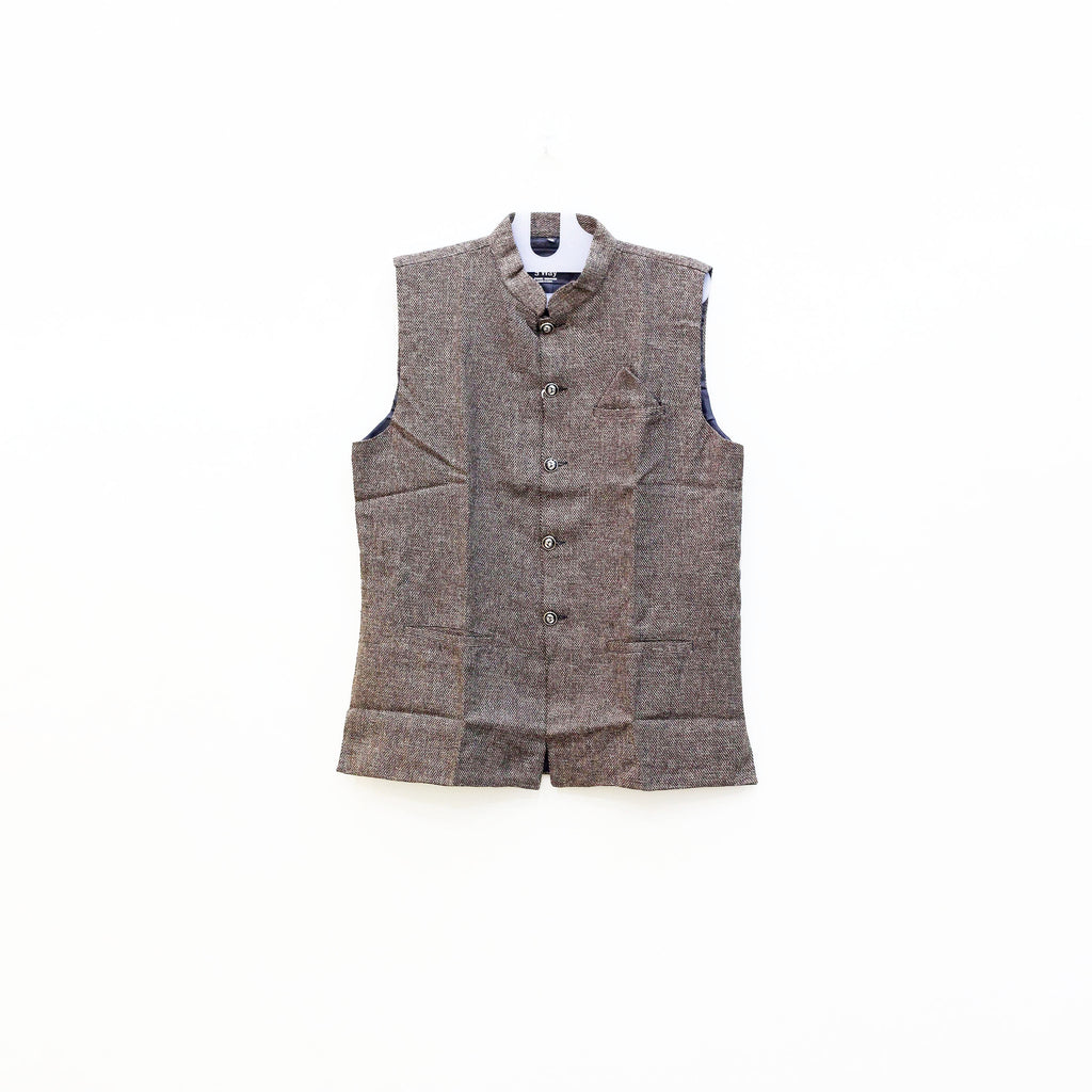 Men's Nehru Jacket (Modi Coat) – Brown Tweed Textured