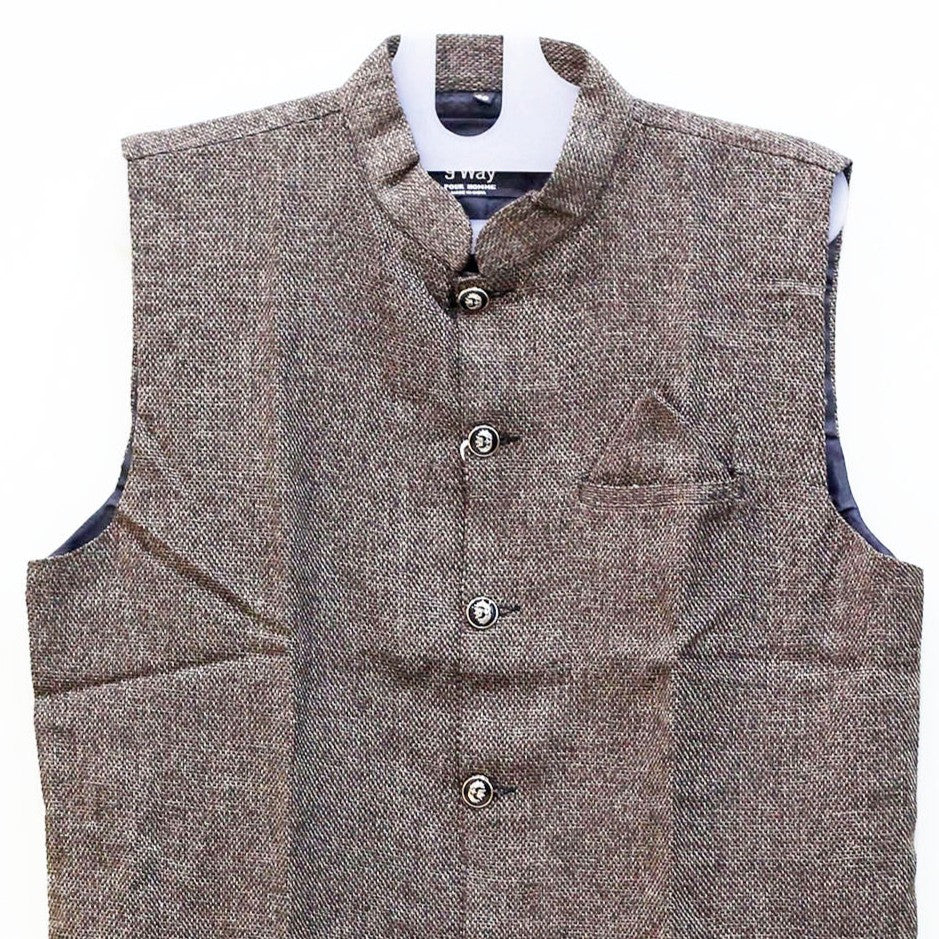 Men's Nehru Jacket (Modi Coat) – Brown Tweed Textured