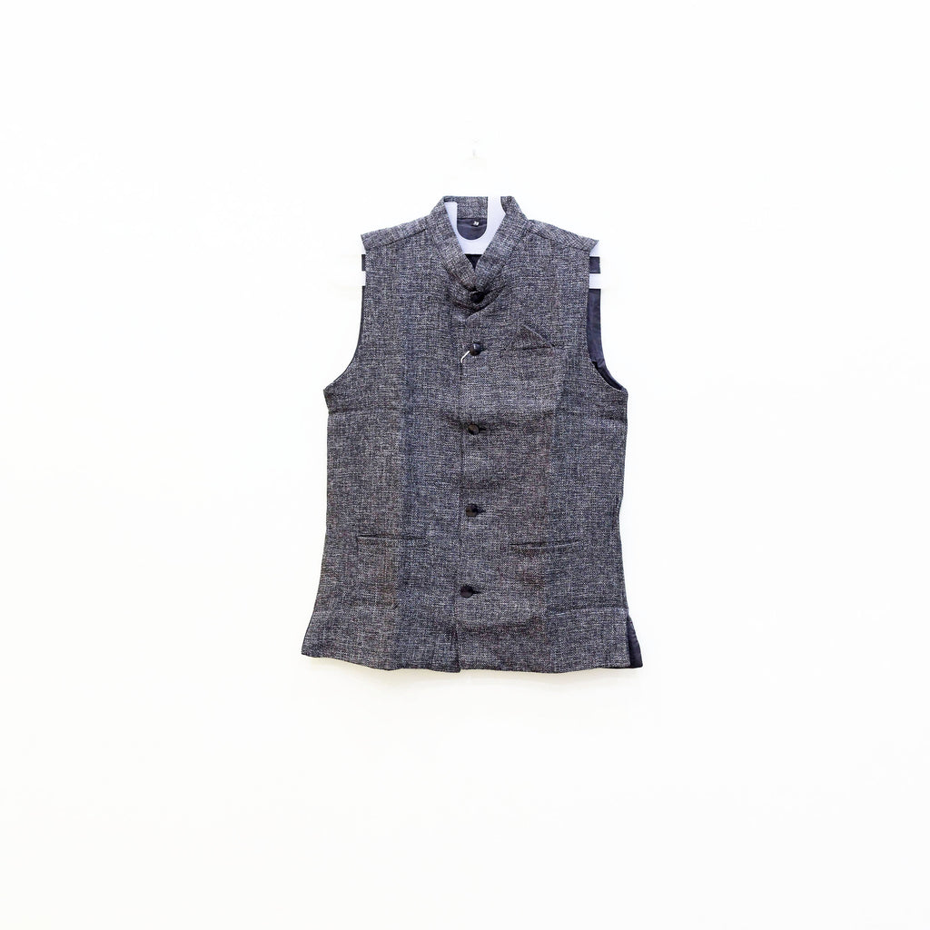 Men's Nehru Jacket (Modi Coat) – Grey Textured Linen Blend