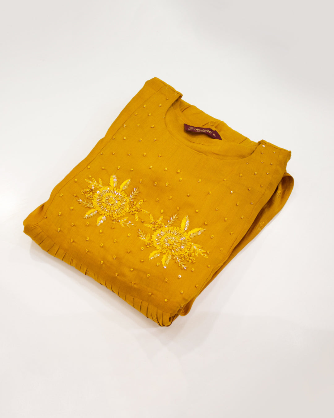 Women's Mustard Yellow Embroidered Anarkali Kurta Set with Churidar & Dupatta