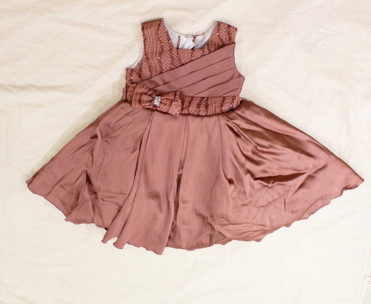 Mauve Sequin Bow Dress – Girls
