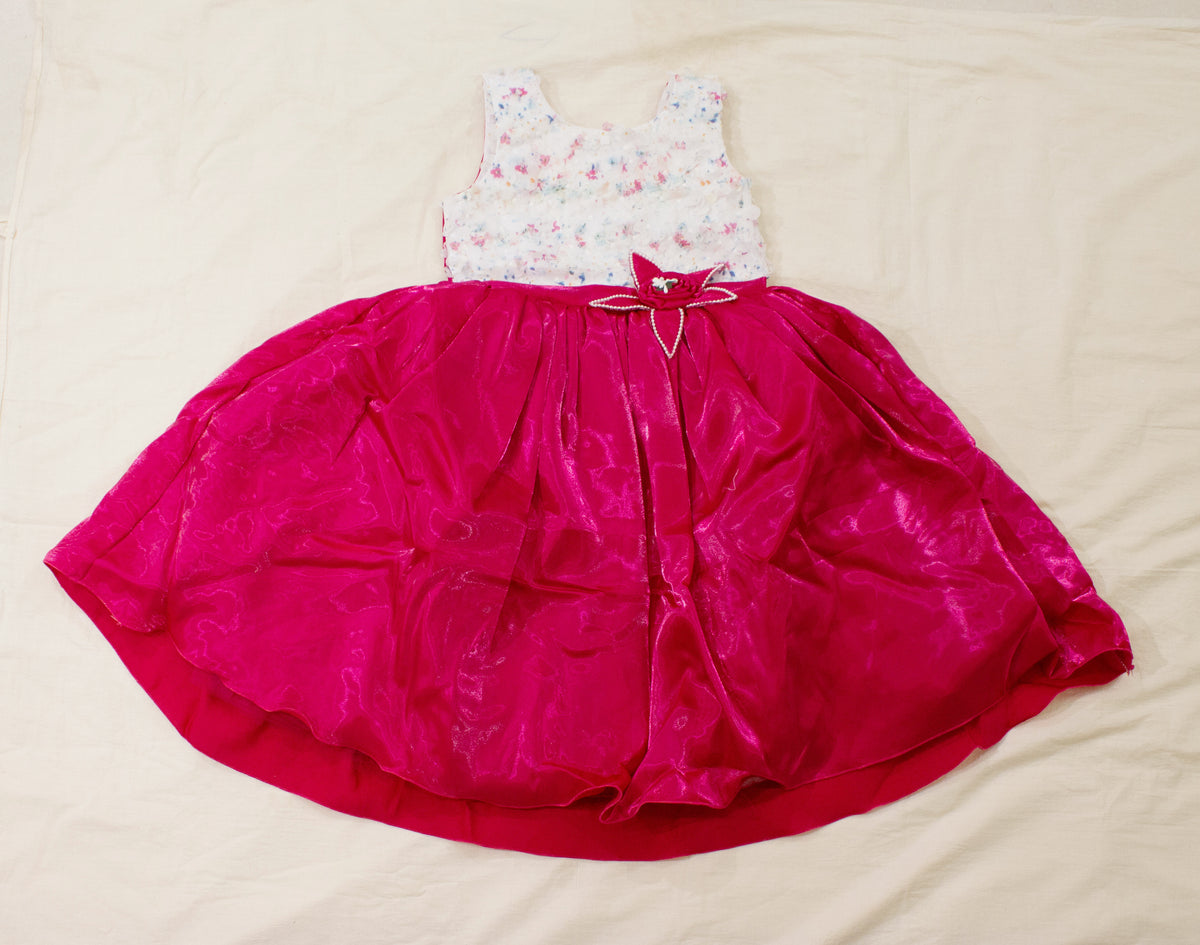 Girls Floral Appliqué & Magenta Bubble Gown