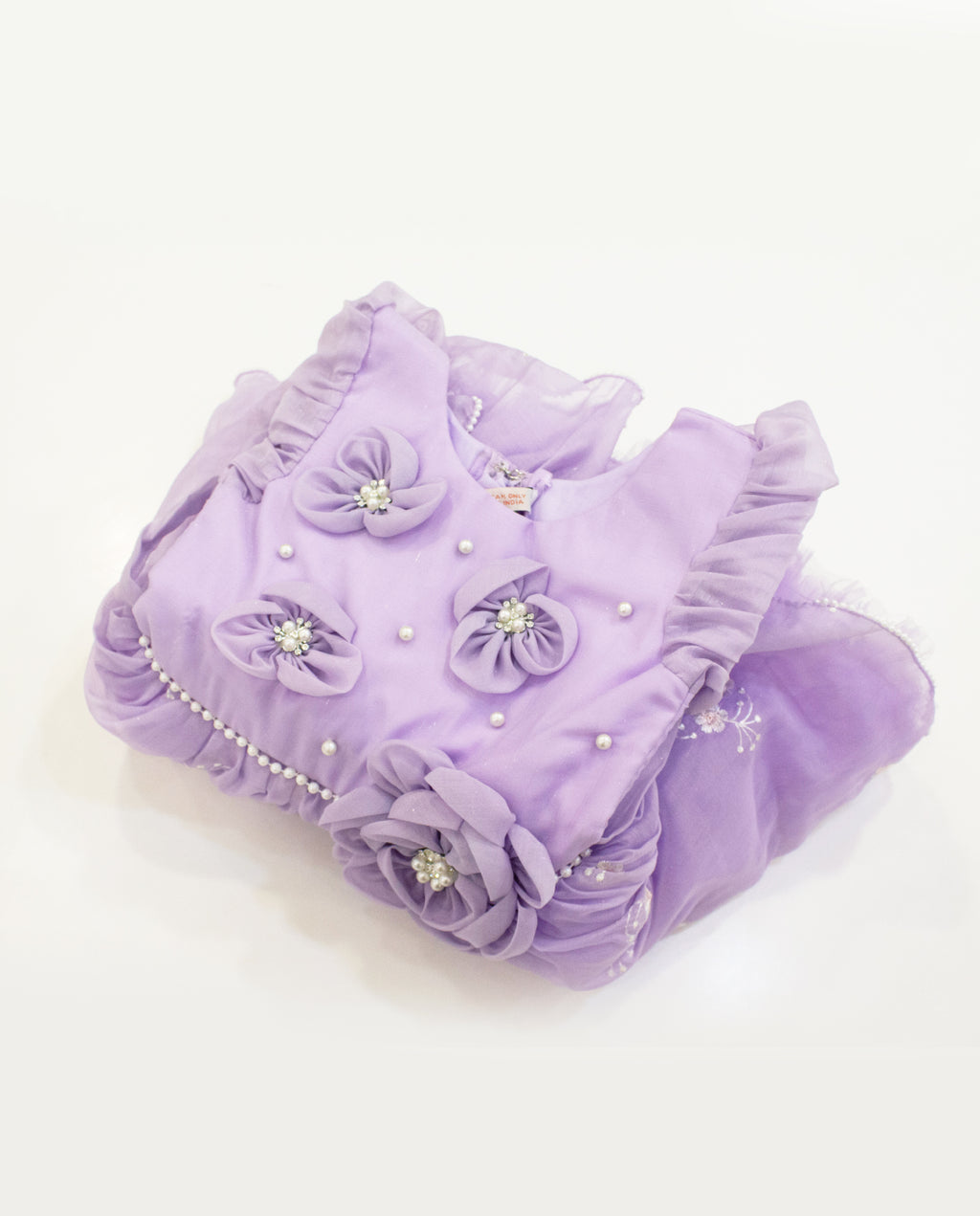 Lavender 3D Floral Organza Dress for Girls