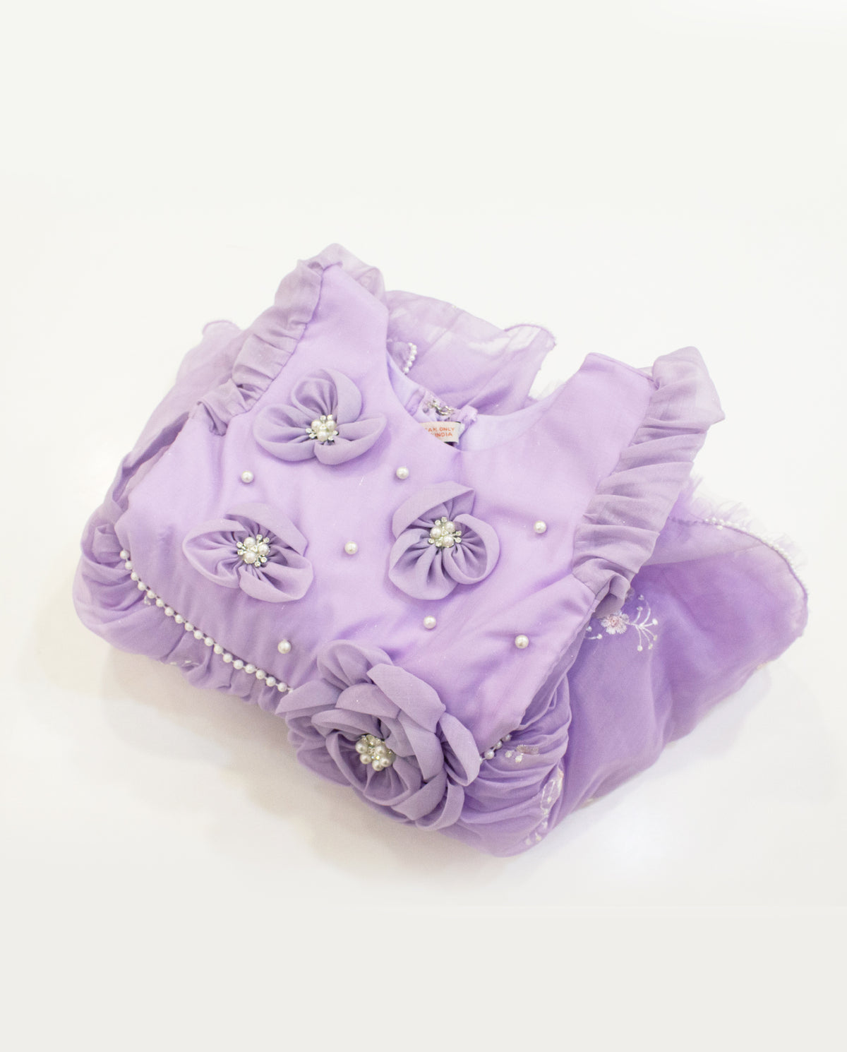 Lavender 3D Floral Organza Dress for Girls