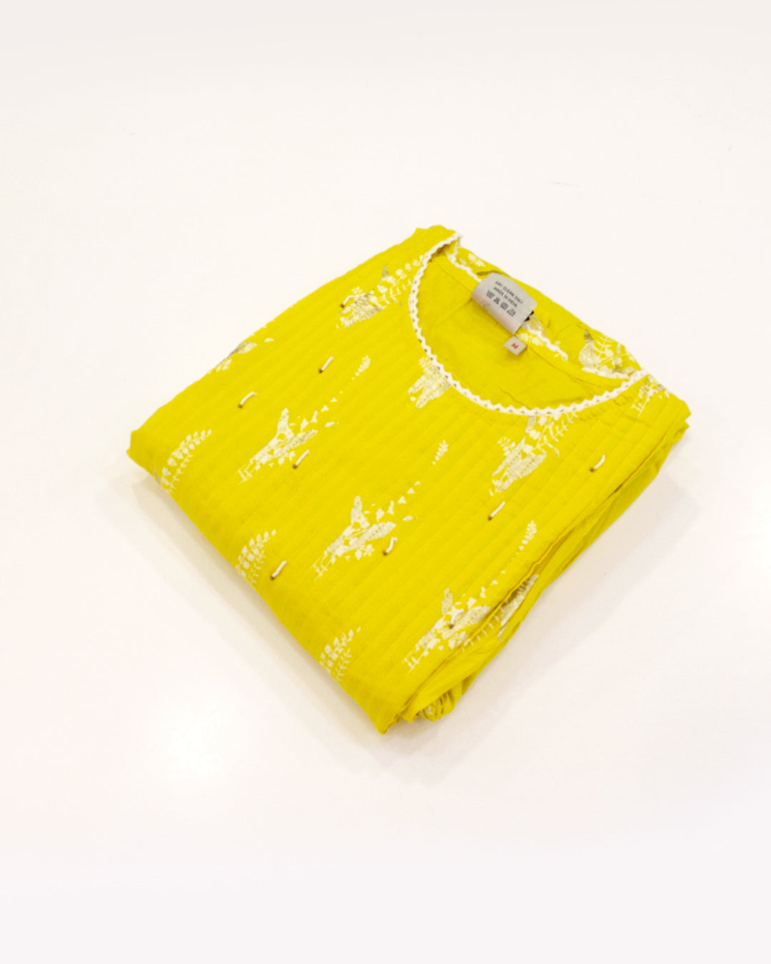 Yellow Umbrella Kurti with Thread & Sequence Work