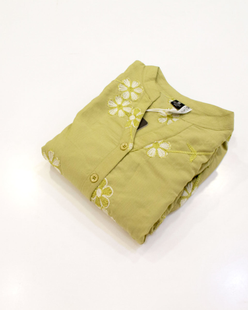 Olive Green Floral Embroidery Thread Work Tiered Maxi Frock